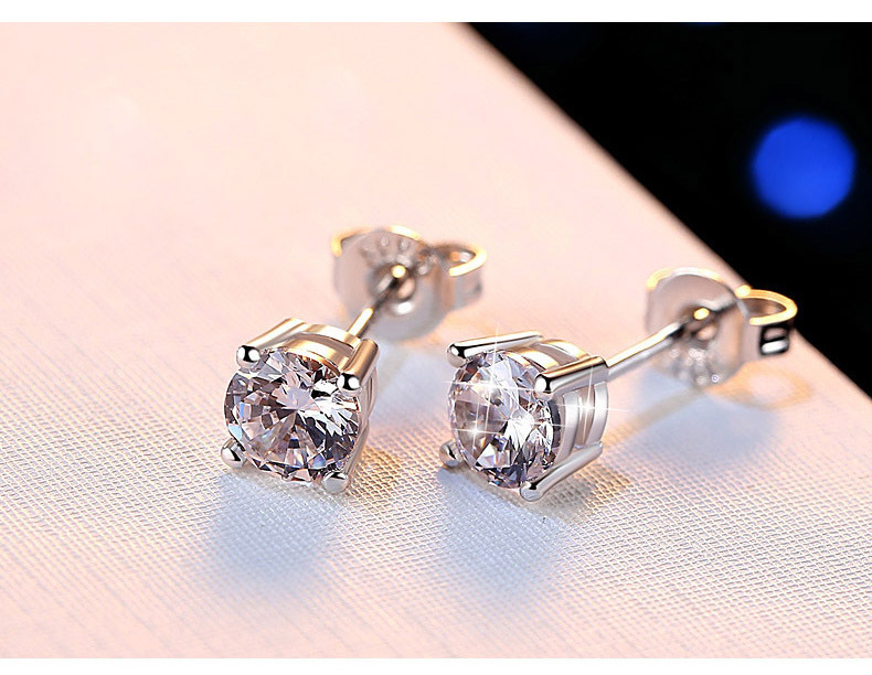 Zircon diamond stud earrings silver crystal women wedding ear rings fashion jewelry gift will and sandy