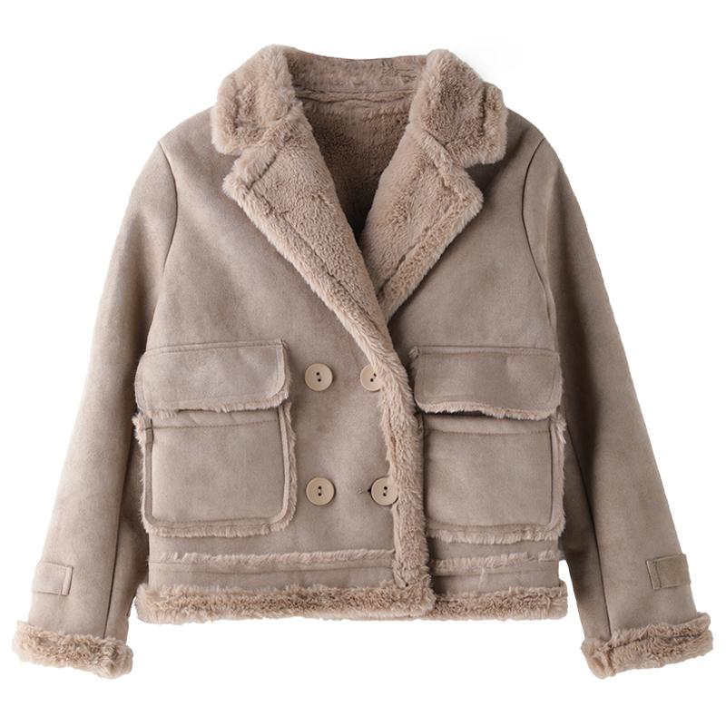 Short Automotive Woman Fur Leather Jackets and Coats Double Breasted Winter Warm Biker Khaki Fur Coat For Women Overcoats A252, Gray 
Short Automotive Woman Fur Leather Jackets and Coats Double Breasted Winter Warm Biker Khaki Fur Coat For Women Overcoats A252, Gray
