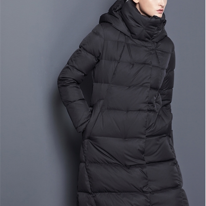 womens winter long puffer down jackets thick black navy blue red plus size warm winter down coats Y201026