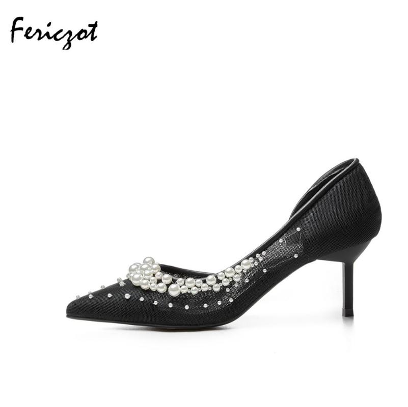 Fericzot pointed toe pearl pumps air mesh high heel stiletto fashion elegant casual women shoes party wedding, Black
Fericzot pointed toe pearl pumps air mesh high heel stiletto fashion elegant casual women shoes party wedding, Black