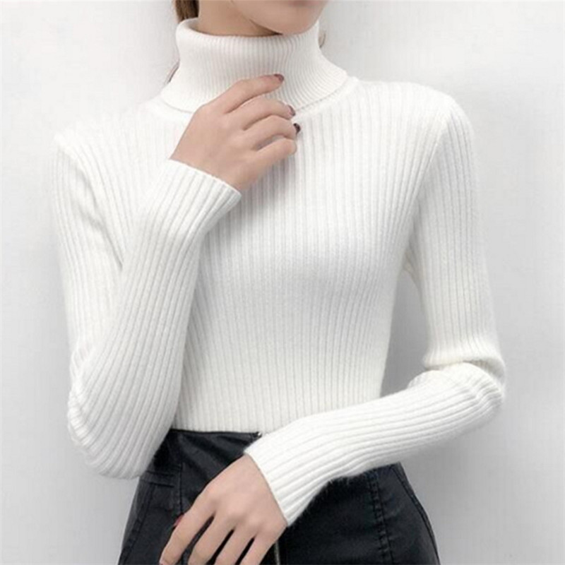 Autumn Winter Women Sweater Knitted Turtleneck Sweater Casual Soft Jumper Fashion On Sale Femme Elasticity Pullovers 201222