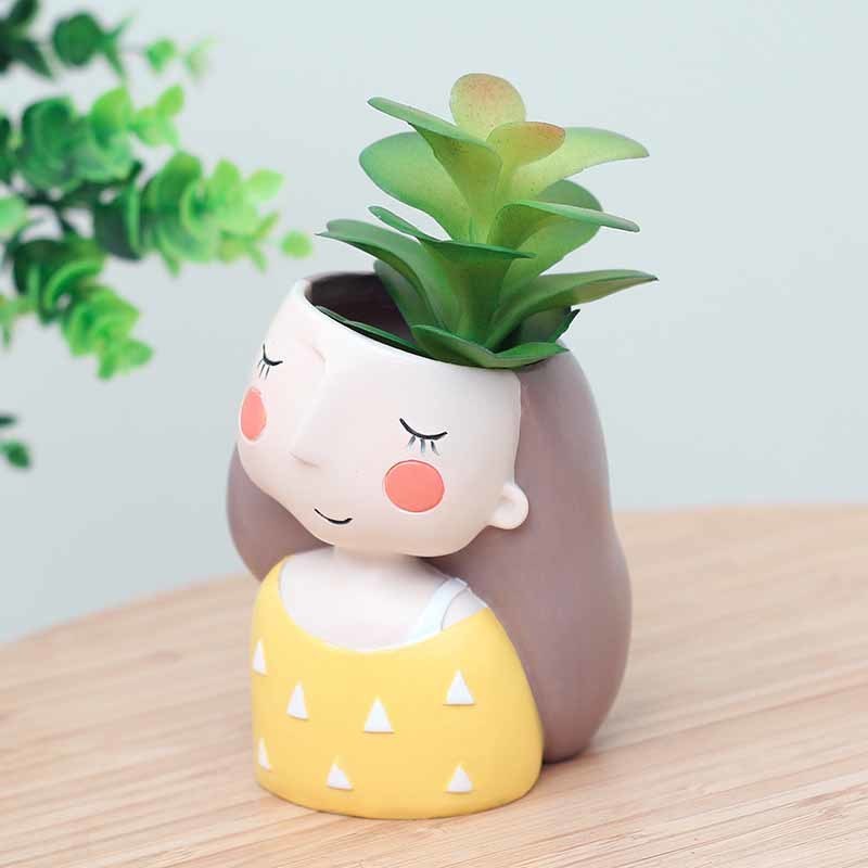 4 Pcs set Flower Girl Planter European Style Succulent Plants Pot Mini Bonsai Cactus Home Decor Craft Y200723