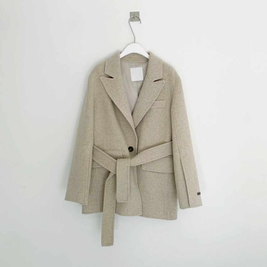 Comelsexy Autumn French Lapel Straight Slimming Lace-up Waist Cardigan Long Sleeve Woolen Coat For Women 210515