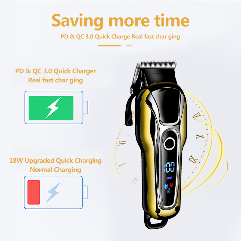 Electric LCD Hair Clipper Trimmer For Men Rechargeable Shaver Beard Barber Cutting Machine Four-Color USB 220216