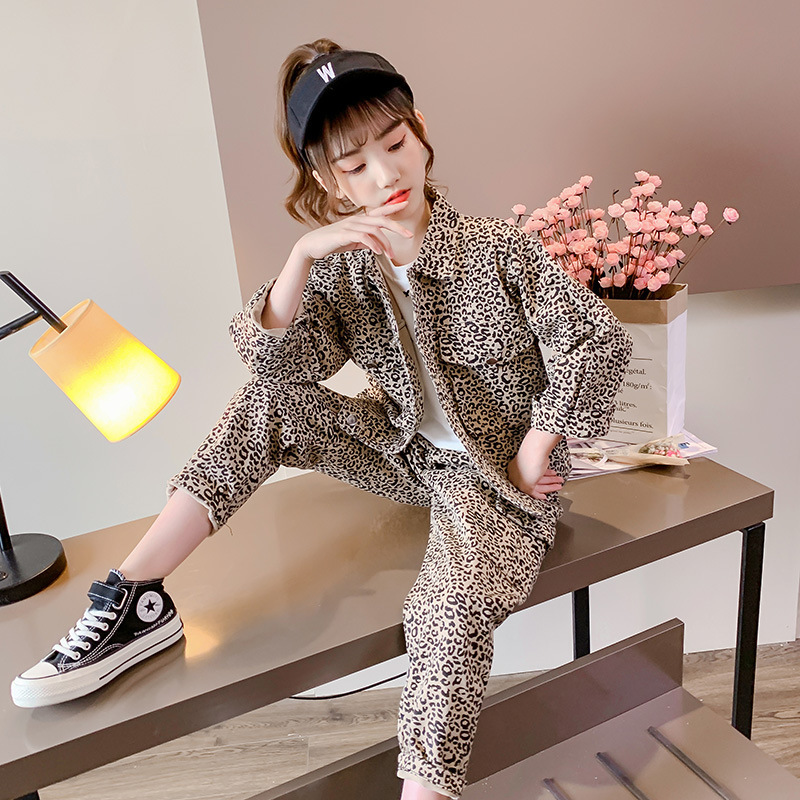Girl'S Suit2020 New Style Korean-style Fashion Handsome Leopord Pattern Children Workwear Piece FX1019