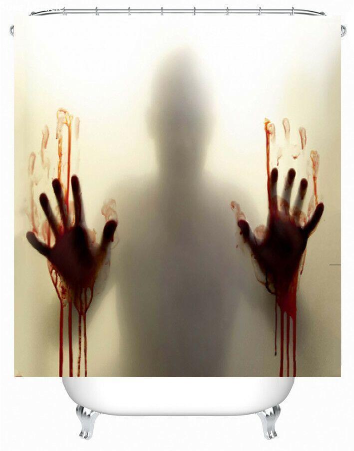 Horror shadow blood handprint Zombies are taking a shower waterproof Bathroom colorful Shower curtain1
Horror shadow blood handprint Zombies are taking a shower waterproof Bathroom colorful Shower curtain1