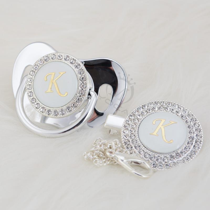 MIYOCAR silver Initials letter K lovely bling pacifier and pacifier clip set unique BPA free dummy bling baby shower gift LK-1
MIYOCAR silver Initials letter K lovely bling pacifier and pacifier clip set unique BPA free dummy bling baby shower gift LK-1