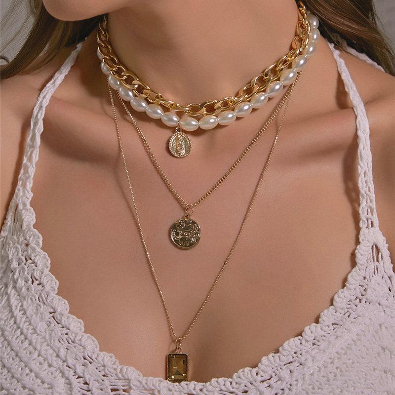 Pearl Choker Women Queen Coin Necklace Statement Clavicle Chain Vintage Multi Layer Sweater Chain Ladies Jewelry Birthday Gift
Pearl Choker Women Queen Coin Necklace Statement Clavicle Chain Vintage Multi Layer Sweater Chain Ladies Jewelry Birthday Gift