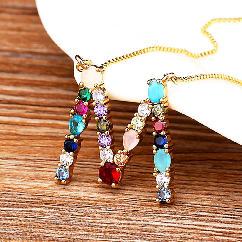 Rainbow Initial Copper CZ Necklace Statement 26 Letter Pendants For Women Accessories Gold Color Chain Name Necklace Jewelry
Rainbow Initial Copper CZ Necklace Statement 26 Letter Pendants For Women Accessories Gold Color Chain Name Necklace Jewelry