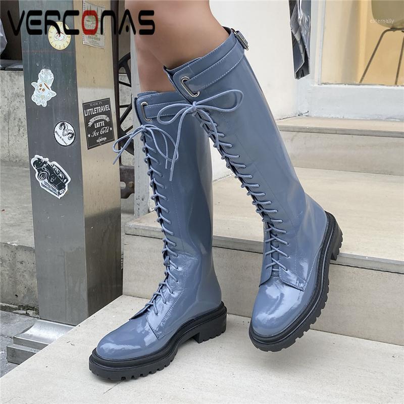 VERCONAS Patent Leather Knee-High Boots For Women Cross-Tied Shoes Woman Back Zipper Fashion Concise New Autumn Winter Long Boot1, Brownd
VERCONAS Patent Leather Knee-High Boots For Women Cross-Tied Shoes Woman Back Zipper Fashion Concise New Autumn Winter Long Boot1, Brownd