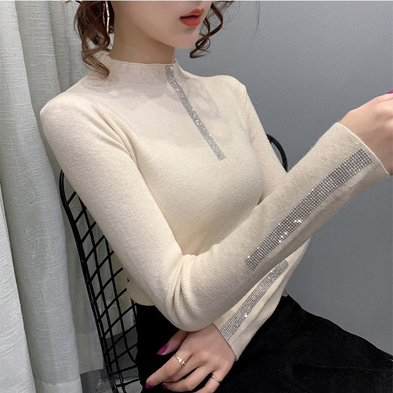 New Fashion Diamond Women's Sweaters Winter Knitted Sweater Women Long Sleeve Pullover Slim Women's Turtleneck Sweater Pull 201023
