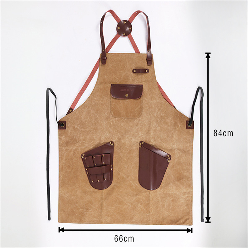WEEYI Men Ladies Salon Haircut Apron Hairdressing Waxed Canvas Leather Barber Hairstylist Manicure Aprons 2010071969294