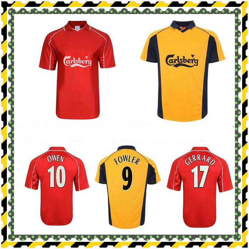 2000 2002 Michael Owen Gerrard retro soccer jersey 2001 Heskey LITMANEN Fowler Redknapp CARRAGHER vintage classic football shirt, Black;yellow
2000 2002 Michael Owen Gerrard retro soccer jersey 2001 Heskey LITMANEN Fowler Redknapp CARRAGHER vintage classic football shirt, Black;yellow