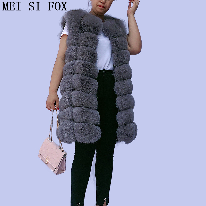 coat female autumn natural Mid-length sleeveless jacket fox vest gilet real fur free shipping top 201103