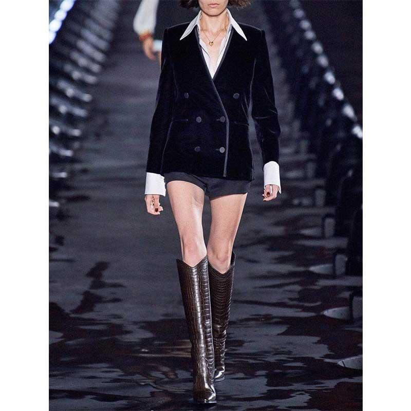 Cosmicchic Women Velvet Blazer Stitching Leather V-Neck Long Sleeve Double Breasted Runway Jackets Vintage Office Blazer Coat, Black
Cosmicchic Women Velvet Blazer Stitching Leather V-Neck Long Sleeve Double Breasted Runway Jackets Vintage Office Blazer Coat, Black