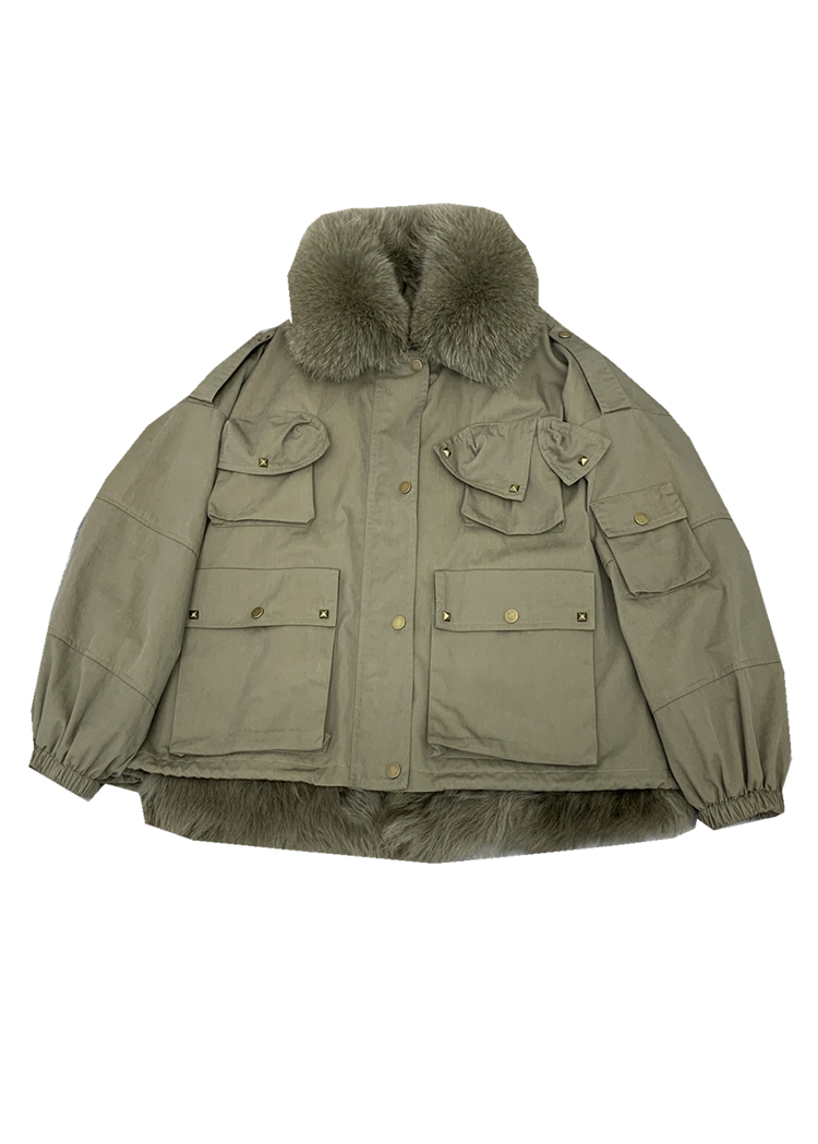 New Style for Autumn and Winter Fashion Clothing san chuan Parka Coat Female Fox ling tuo Card Wool Fur Short 201103