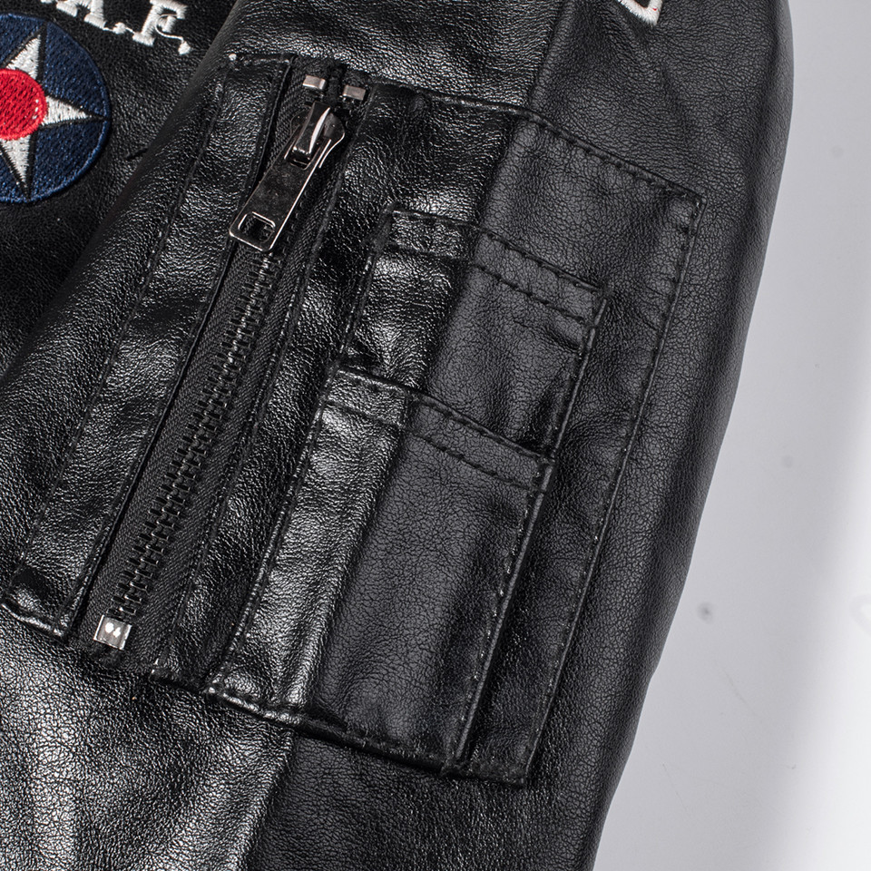 Men Autumn New Casual Motorcycle Vintage Leather Jackets Coat Men Fashion Biker US Army Bomber Embroidery PU Leather Jacket Men 201119