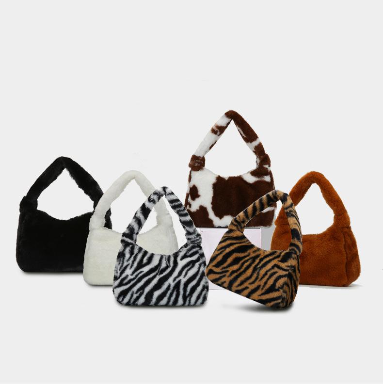 Women Shoulder Bags Leopard / Zebra Skin Print Handbag Zipper Pocket Large Capacity Decorative Print Plush Bag, Black
Women Shoulder Bags Leopard / Zebra Skin Print Handbag Zipper Pocket Large Capacity Decorative Print Plush Bag, Black