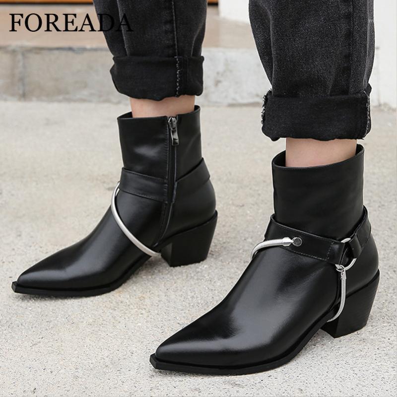 FOREADA High Heel Short Boots Real Leather Block Heel Woman Boots Pointed Toe Ankle Zip Chain Ladies Shoes Autumn Winter1, Black velvet lining
FOREADA High Heel Short Boots Real Leather Block Heel Woman Boots Pointed Toe Ankle Zip Chain Ladies Shoes Autumn Winter1, Black velvet lining