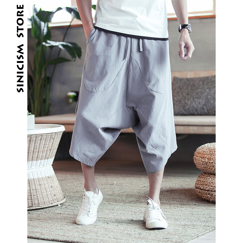 MrGoldenBowl 5XL Men's Wild Crotch Harem Pants Summer Baggy Pure Cotton Trousers Plus Size Male Wild-leg Loose Pants Drawstring 201027