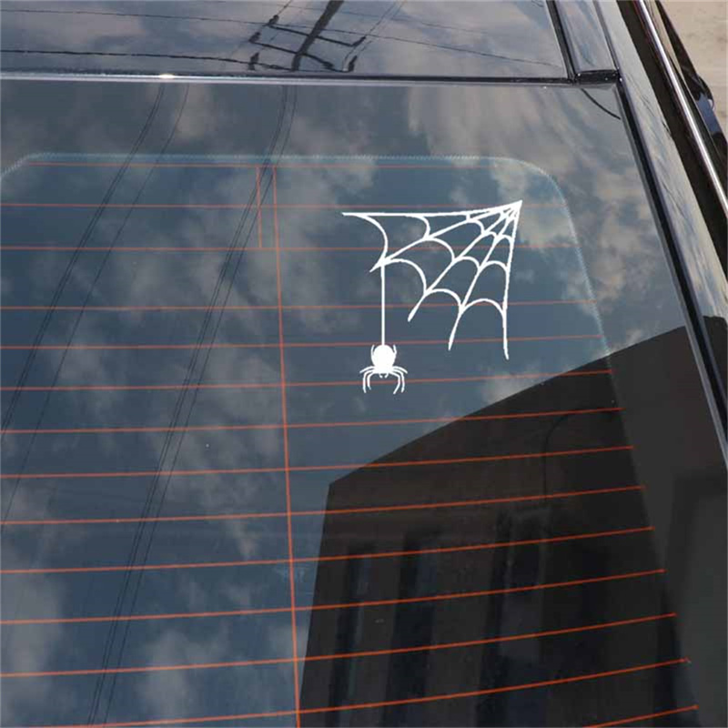 Spiderweb Hanging Car Stickers 13CM*13.9CM Spiders Graffiti Decals For Auto Racing Truck Laptop Guitar Party Bar Wall Office Door Window Decorations D