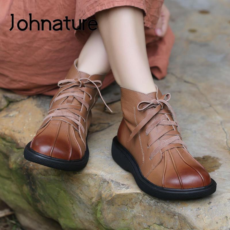 Johnature Ankle Women Boots 2020 New Genuine Leather Lace-up Women Shoes Round Toe Flat With Sewing Handmade Platform Boots, Black
Johnature Ankle Women Boots 2020 New Genuine Leather Lace-up Women Shoes Round Toe Flat With Sewing Handmade Platform Boots, Black