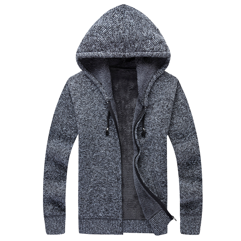 Winter Men Jacket thick velvet hooded fur jacket mens winter padded knitted sweater Cardigan Spring Outdoors 201221