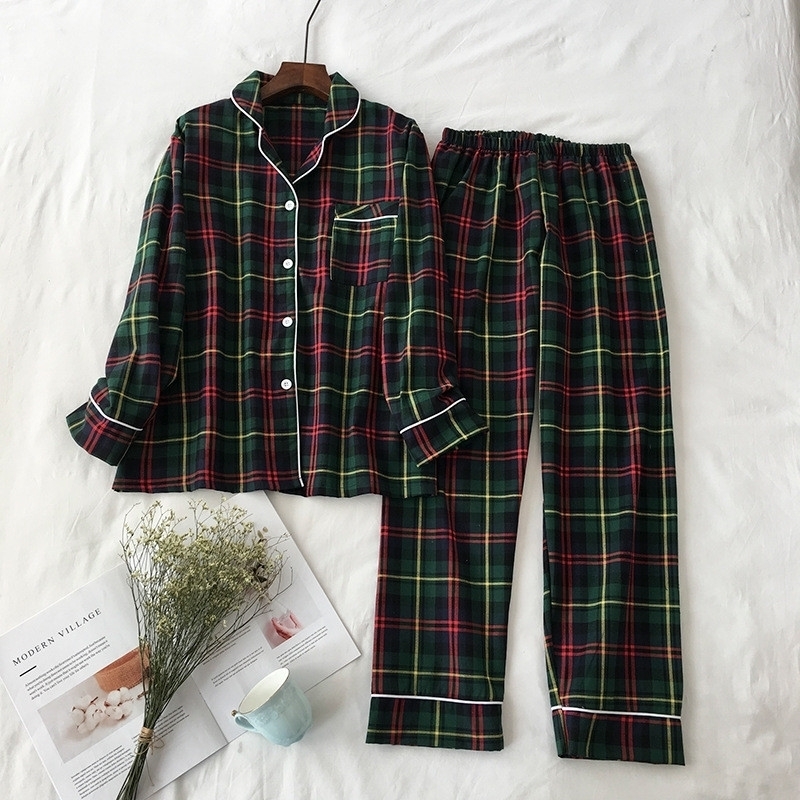 JULY'S SONG 2 Pieces Pajamas Set Cotton Plaid Women Leisure Printing Soft Long Sleeve Trousers Spring Autumn Sleepwear Homewear 201114, 01
JULY'S SONG 2 Pieces Pajamas Set Cotton Plaid Women Leisure Printing Soft Long Sleeve Trousers Spring Autumn Sleepwear Homewear 201114, 01