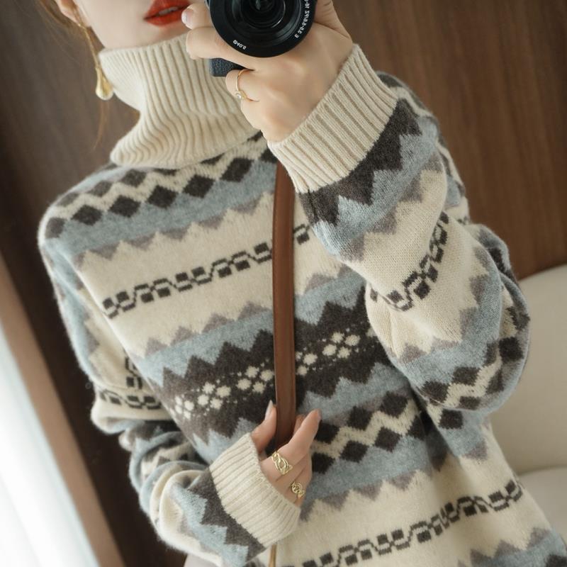 2021 Autumn and Winter New Women's High-collar Knit Loose National Style Lazybones Sweater 0U3L, Games
2021 Autumn and Winter New Women's High-collar Knit Loose National Style Lazybones Sweater 0U3L, Games