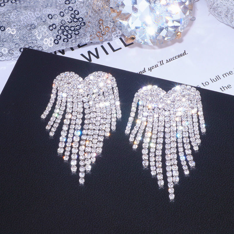 Merry Christmas flash diamond love Tassel Earrings nightclub dinner accessories sexy Earrings anti allergy