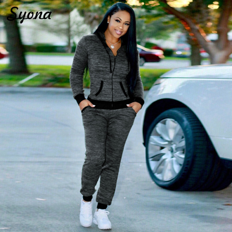 2 TWO PIECE SET Hoodies Jacket Zipper Jogger Trouser Tracksuit Sweatshirt For Women Sportsuit Female Sweat Suit Long Pant Winter 201009