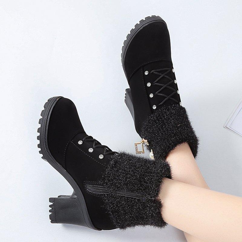 High Heel Winter Shoes Women Winter Boots Fashion Women's High Heel Boots Plush Warm Fur Shoes Ladies Brand Ankle crystal, Black
High Heel Winter Shoes Women Winter Boots Fashion Women's High Heel Boots Plush Warm Fur Shoes Ladies Brand Ankle crystal, Black