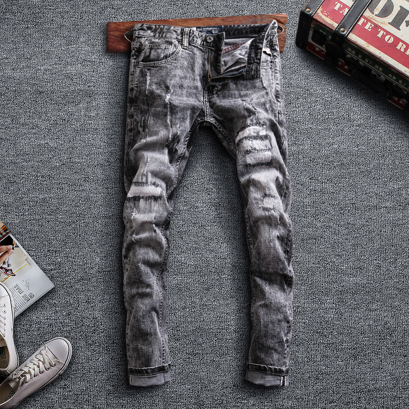 2021 New Fashion Streetwear Men Jeans High Quality Retro Gray Washed Elastic Slim Fit Ripped Denim Pants Patchwork Designer Long Trousers 2w
2021 New Fashion Streetwear Men Jeans High Quality Retro Gray Washed Elastic Slim Fit Ripped Denim Pants Patchwork Designer Long Trousers 2w