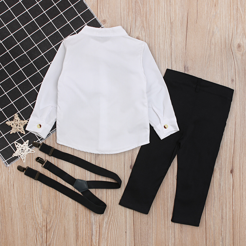 Rorychen Boys Clothing Sets Autumn Toddler Kids Boys Clothes Suit Black Shirt+Overalls 2PCS Outfits Sets Child Boy Clothing LJ200831 - view 4