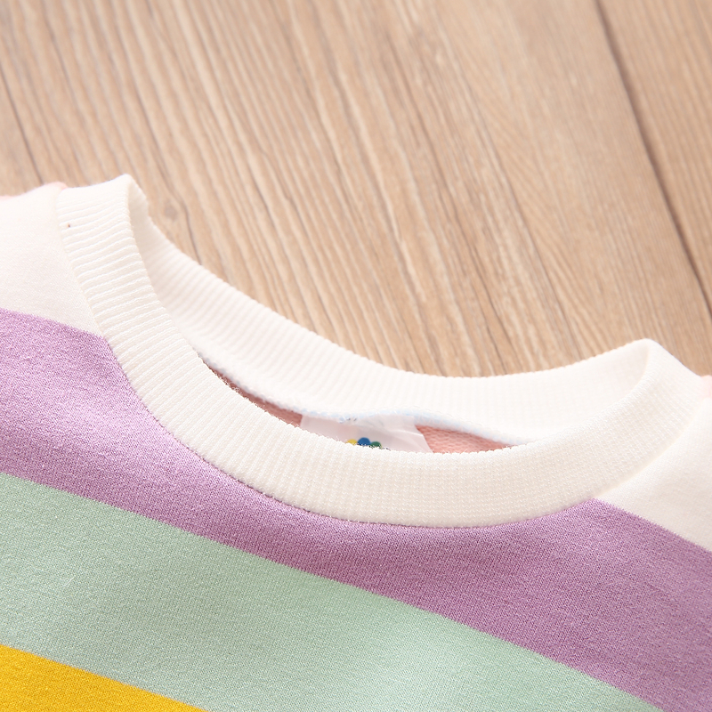 Spring Autumn Fashion 2 3 4 6 7 8 9 10 11 12 Years Children Cotton Colorful Stripe Sweatshirts For Kids Baby Girls 220309