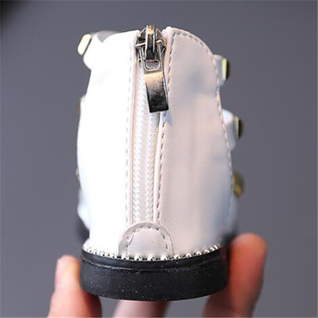 Girls Sandals 2022 Summer Children Gladiator Roman Sandals Rivets Classic Kids Beach Shoes Zipper Soft Leather Comfortable 21-30