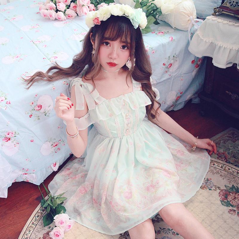 Princess sweet lolita dress Bobon21Faerie Baroque rose floral lace lace Strapless Chiffon Dress D1469, Green
Princess sweet lolita dress Bobon21Faerie Baroque rose floral lace lace Strapless Chiffon Dress D1469, Green