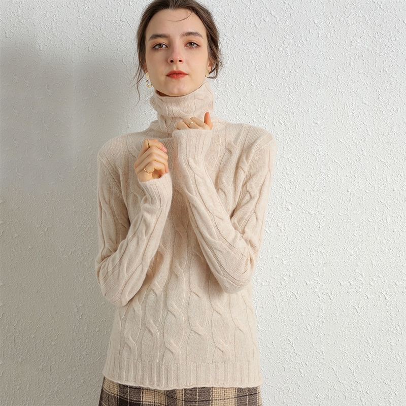 Winter Women Pullovers Sweater Knitted Elasticity Casual Jumper Fashion Turtleneck Warm Female 100% Merino Wool Cashmere Sweater 201130