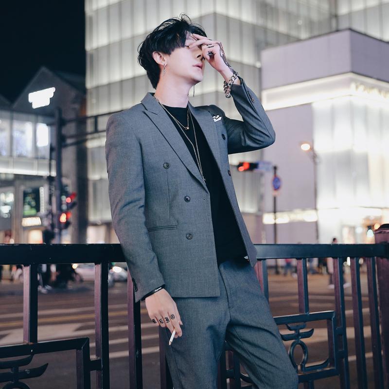 2020 spring new men' nightclub youth double-breasted suit two-piece fashion hairdresser slim suit, Black
2020 spring new men' nightclub youth double-breasted suit two-piece fashion hairdresser slim suit, Black