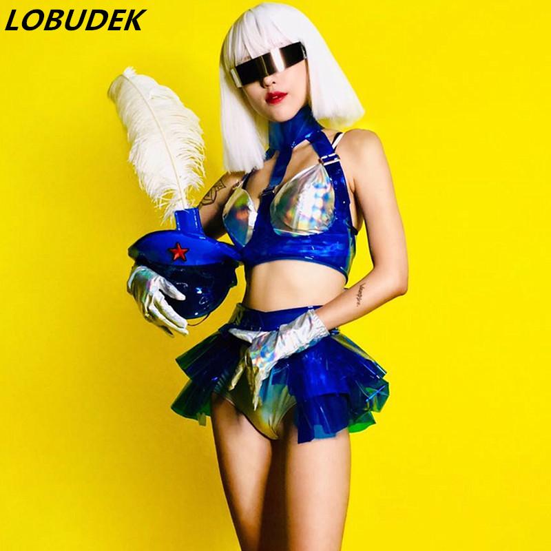 Lady Dancer Team Jazz Modern Dance Clothes Cosplay Costume Silver Blue Bikini Hat Outfit Nightclub Bar DJ Singer Sexy Stage Wear, Set
Lady Dancer Team Jazz Modern Dance Clothes Cosplay Costume Silver Blue Bikini Hat Outfit Nightclub Bar DJ Singer Sexy Stage Wear, Set