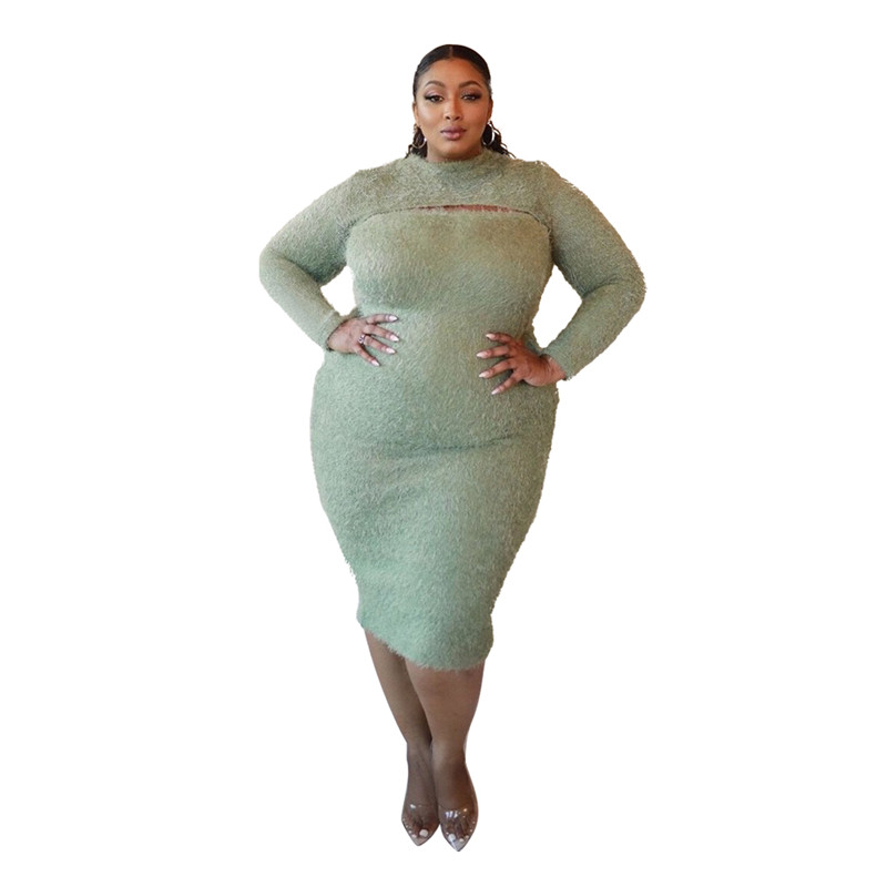 Plus size 3X 4XL 5XL Women bigger size velour one-piece dress fall winter long sleeve dress sexy skinny solid color dress black skirts 4428