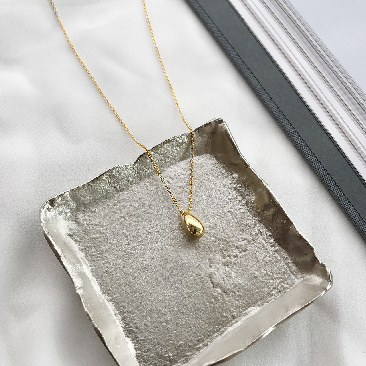 New Minimalism 925 sterling silver pendant necklaces handmade jewelry tear drop pendant designer necklaces with link chain for women