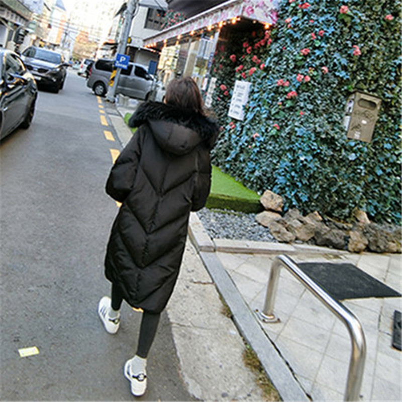 2019 New Oversized Coats Thick Winter Jacket Women Hooded Fur Collar Down Cotton Coat Long Jacket Female Parkas Mujer Maxi Coats T200319
