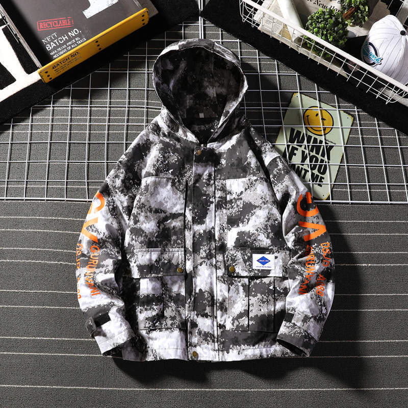 Men Winter Fashion Camo Jacket Casual Cargo Mens Military Jacket Windbreaker Coat Male Multi Pocket Streetwear Overcoat 201127