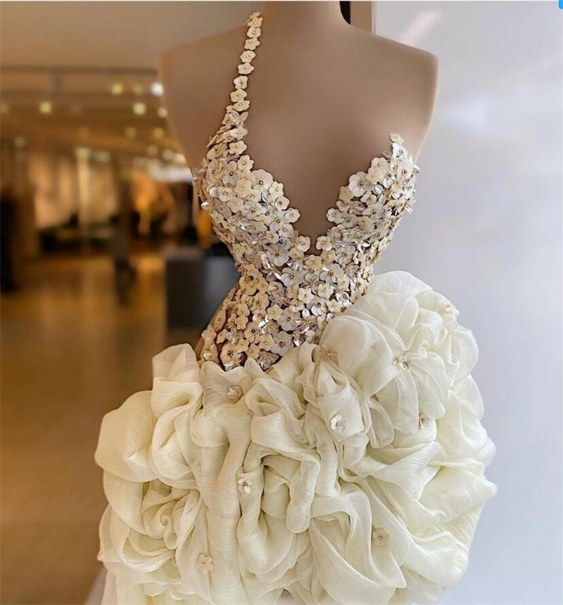 Princess Flower Cocktail Prom Dresses Spaghetti Strap Multilayered Ruffles Evening Dress Custom Made Mini Above Knee Length With Wrap Party Gown