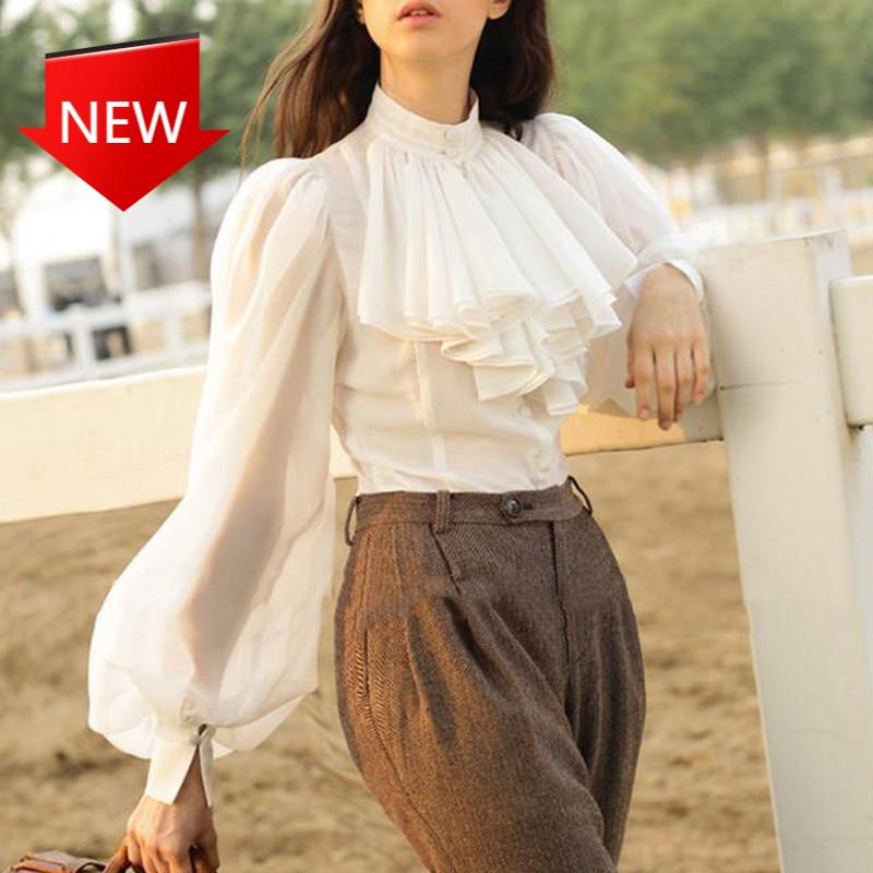 Tops Female Elegant Fashion Clothes Chiffon Shirts Blouse Women Stand Collar Lantern Long Sleeve, Black
Tops Female Elegant Fashion Clothes Chiffon Shirts Blouse Women Stand Collar Lantern Long Sleeve, Black