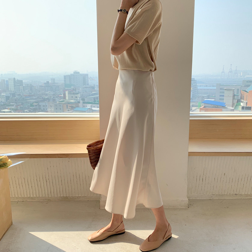 Korean Casual Skirts Women Silk Skirt Women Elegant Satin Long Skirts Office Lady High Waist Bodycon Skirt Faldas Mujer Moda T200324