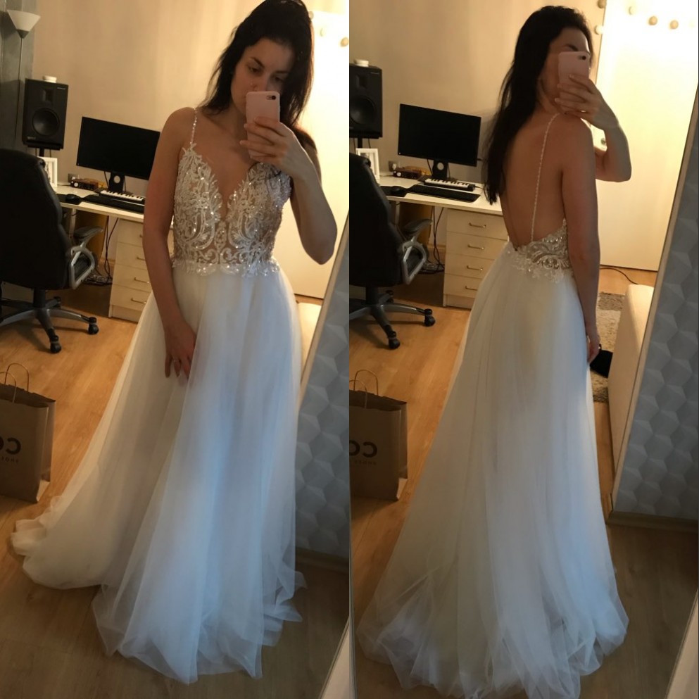 Bohemian Hippie Wedding Dresses 2021 with A-line Spaghetti Straps Backless Plus Size Toddler Beach Bridal Gowns Lace Top Sexy