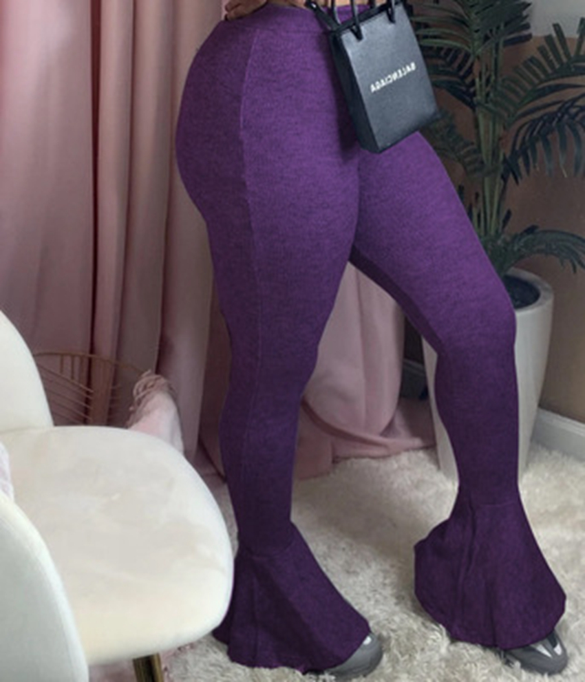 Pants European and American women's clothing autumn sexy casual stretch pit strip skinny flared trousers