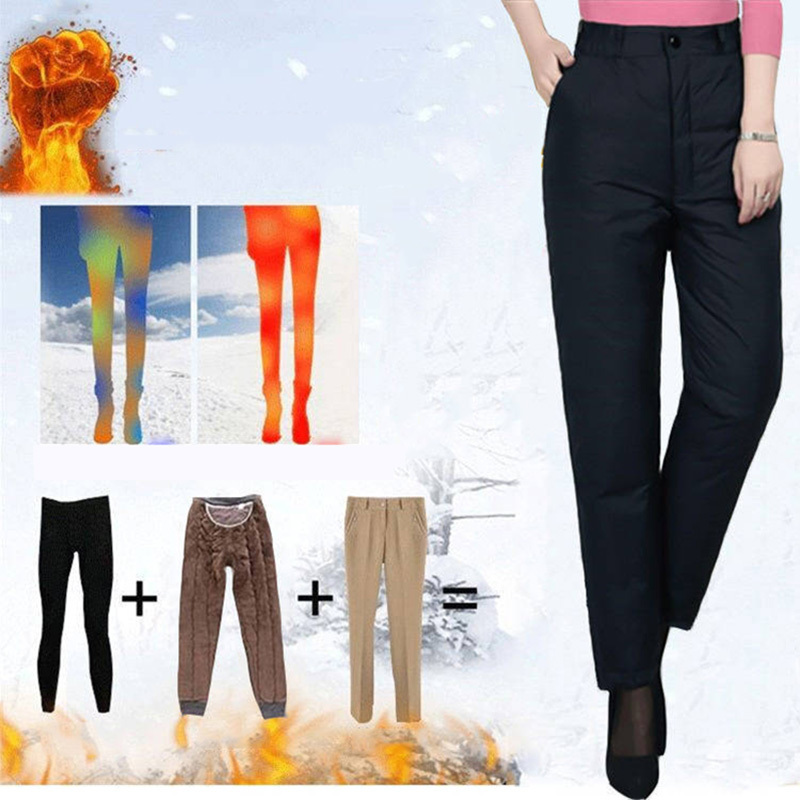 Men and Women Down High Waist Pants For Fashion thicken increase Straight duck down trousers Casual Large size 5XL Snowpants 201111